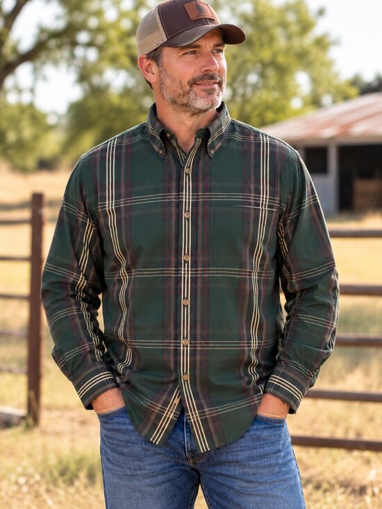 Cabela's Other - Cabela’s Outfitter Series Men’s 3XLT Green Plaid Button Down Shirt